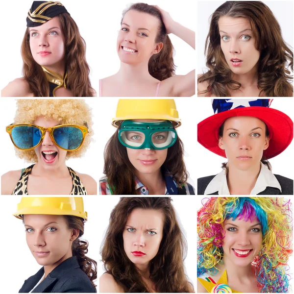 Collage of many faces from same model — Stock Photo, Image