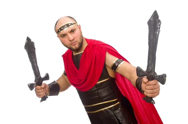 Gladiator mit Schwert isoliert auf weiß — Stockfoto