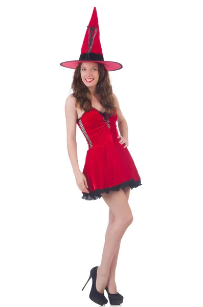 Modelo femenino joven posando en mini vestido rojo — Foto de Stock