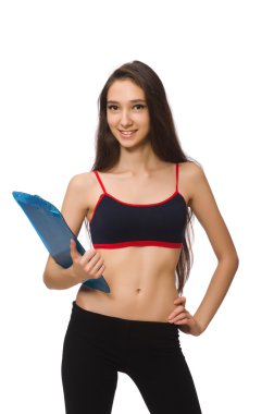 Spor takım elbiseli kız, beyaz tenli.