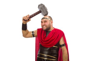 Gladyatör beyaz izole çekiç ile