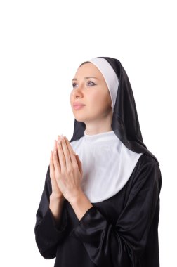 Güzel Rahibe beyaz izole