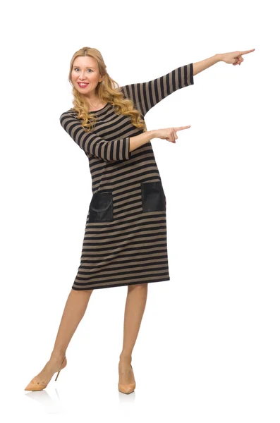 Hübsche Frau im braunen Kleid — Stockfoto