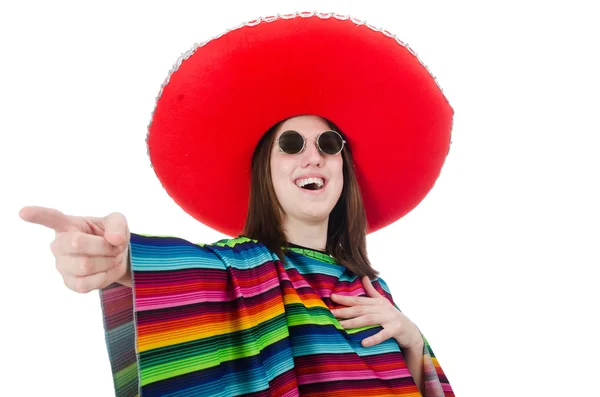 Chica bastante mexicana en pocho vívido aislado en blanco — Foto de Stock