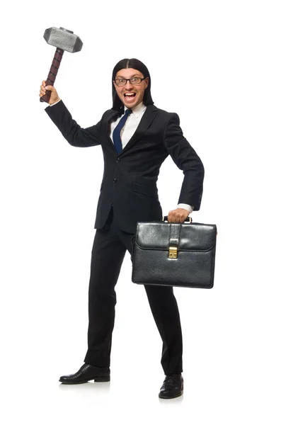 Handsome businessman holding hammer — Stock Photo, Image