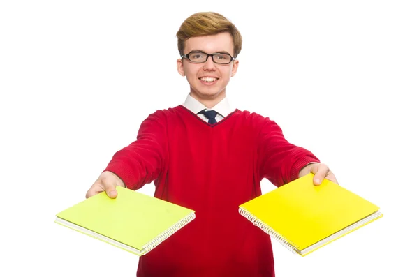 Student with paper isolated — Stock Photo, Image