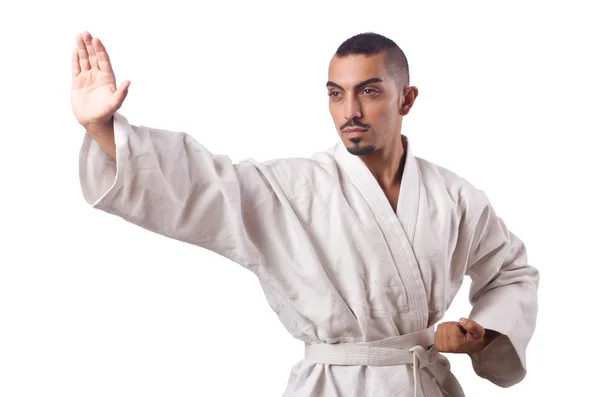 Karate-Kämpfer isoliert auf der weißen Seite — Stockfoto
