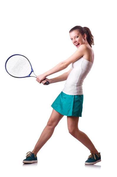 Femme Joueuse de tennis isolée sur blanc — Photo