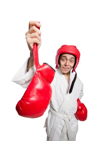 Hombre boxeador aislado en blanco — Foto de Stock