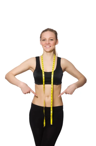 Young girl with centimeter in dieting concept — Stock Photo, Image