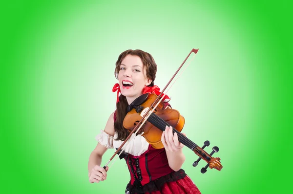 Frau mit Geige isoliert — Stockfoto