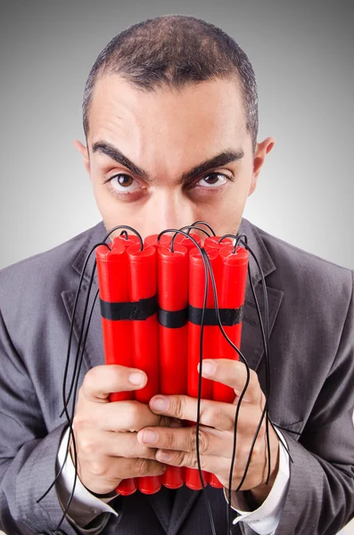 Businessman with dynamite isolated — Stock Photo, Image