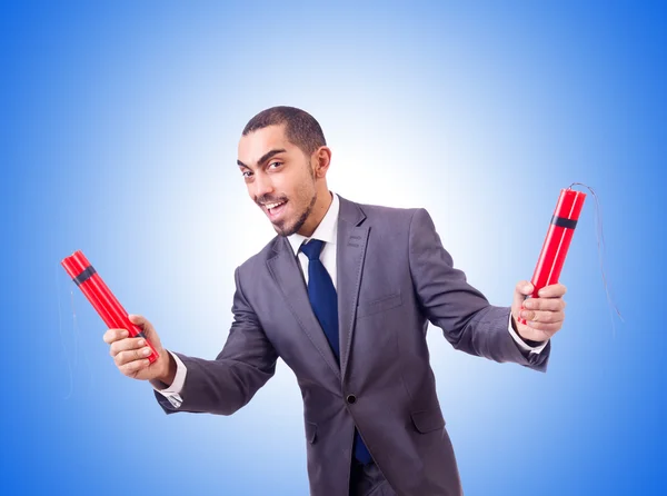 Businessman with dynamite isolated — Stock Photo, Image