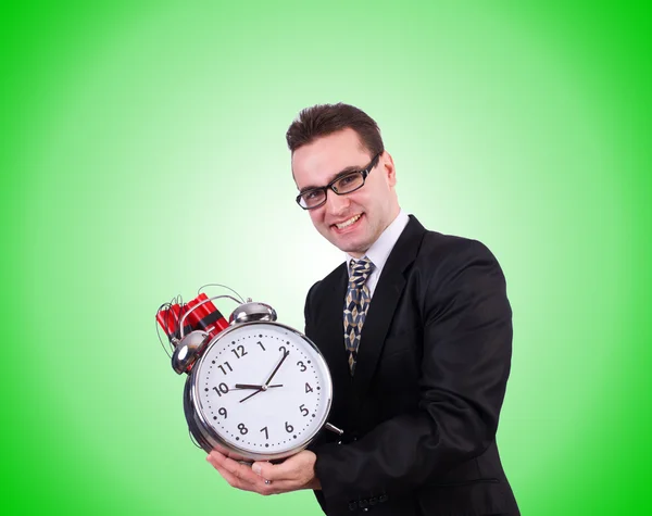 Man with time bomb — Stock Photo, Image