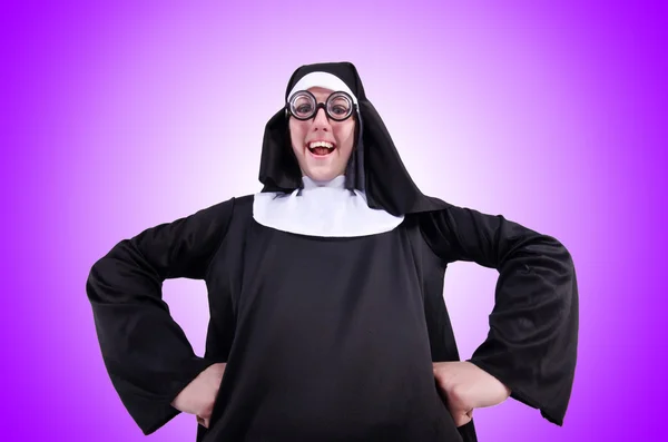 Funny nun against the gradient — Stock Photo, Image