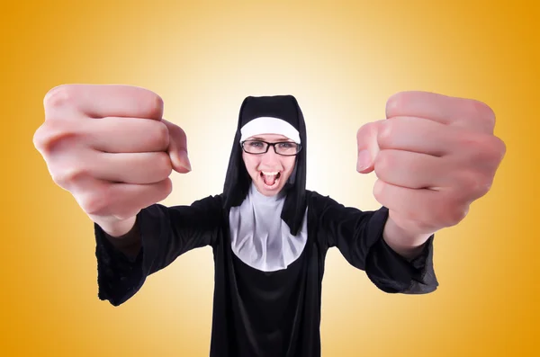 Funny nun against the gradient — Stock Photo, Image