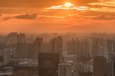 Singapur Panoraması şehir merkezi silueti
