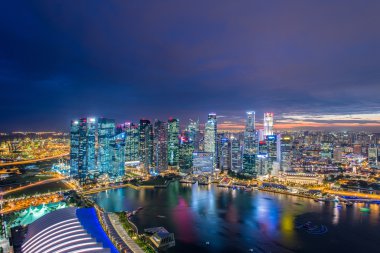 Singapur Panoraması şehir merkezi silueti