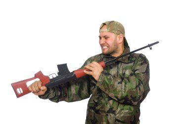 Asker üniformalı genç adam