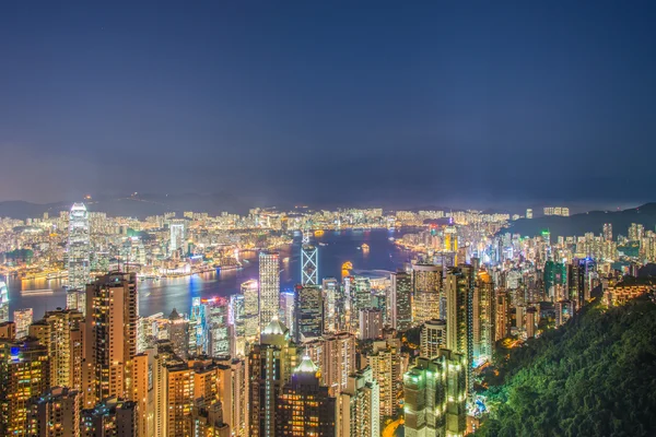 Vue de Hong Kong pendant les heures de coucher du soleil — Photo