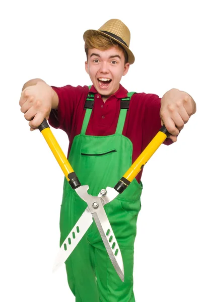 Man with shears isolated — Stock Photo, Image