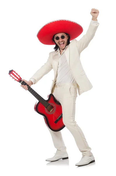 Mexicaanse gitarist geïsoleerd op wit — Stockfoto