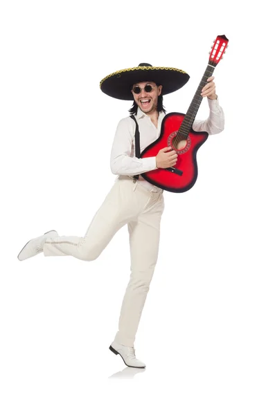 Mexicaanse gitarist geïsoleerd op wit — Stockfoto