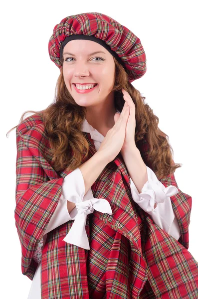 Pretty girl in plaid red clothing — Stock Photo, Image