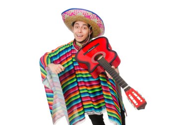 Beyaz gitarlı komik Meksikalı.