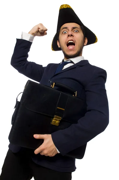 Evrak çantası ile genç Kaptan — Stok fotoğraf