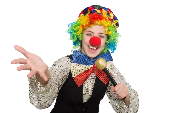 Clownin mit Maracas isoliert auf weiß — Stockfoto