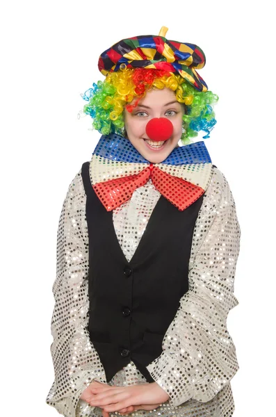 Clown femelle isolé sur blanc — Photo