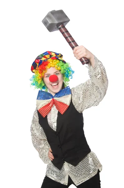 Vrouwelijke clown geïsoleerd op wit — Stockfoto