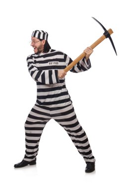 Hapishane tutuklu beyaz izole balta ile