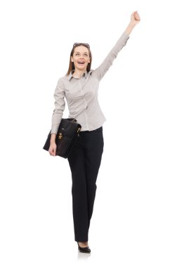 Dosyası olan iş kadını beyazla izole edilmiş.