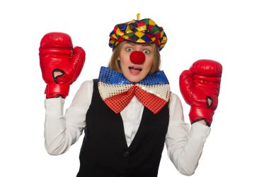 Kutu eldiven ile oldukça kadın palyaço