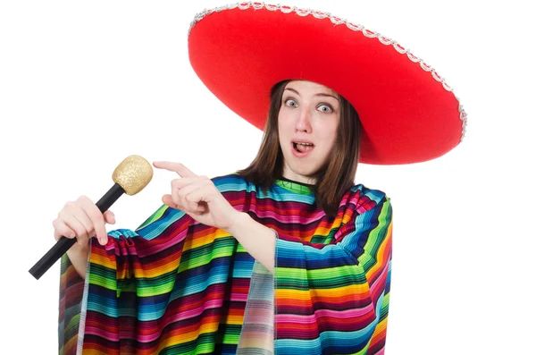 Hezké mexické dívka v živé pocho izolované na bílém — Stock fotografie