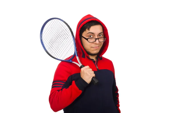 Hombre joven con traje deportivo aislado en blanco — Foto de Stock