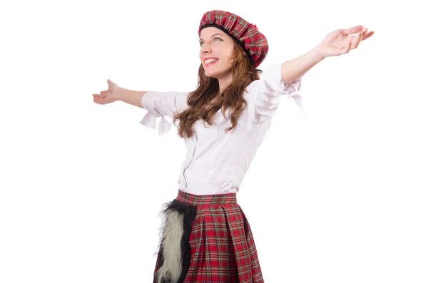 Pretty girl in plaid red clothing — Stock Photo, Image