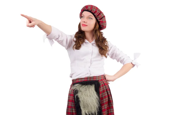 Pretty girl in plaid Scottish clothing — Stock Photo, Image