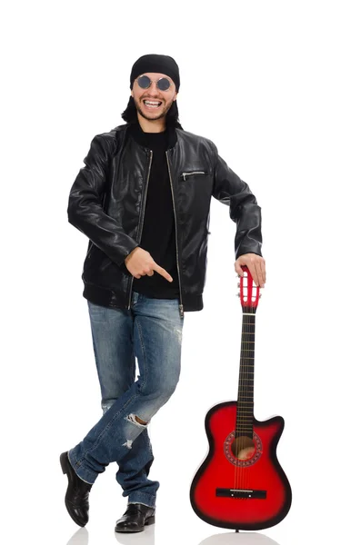 Guitarrista aislado en el blanco — Foto de Stock