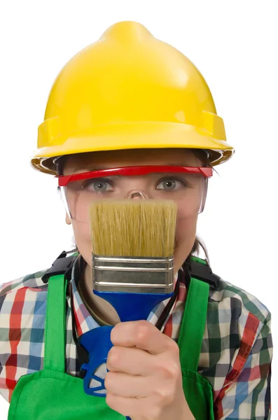 Woman painter isolated on the white — Stock Photo, Image