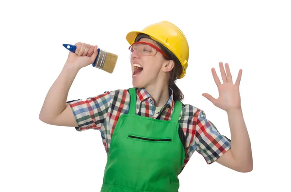 Woman painter isolated on the white — Stock Photo, Image