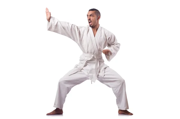 Karate-Kämpfer isoliert auf der weißen Seite — Stockfoto