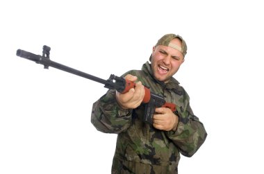 Asker üniformalı genç adam