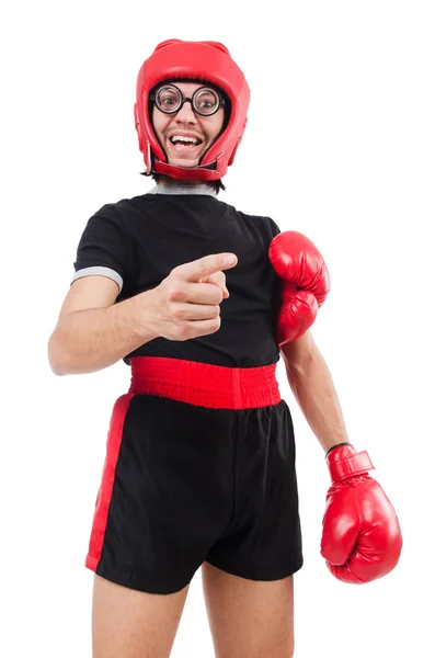 Lustige Boxer isoliert auf dem weißen — Stockfoto