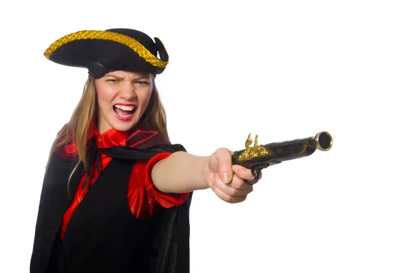 Pirat girl innehav väska — Stockfoto