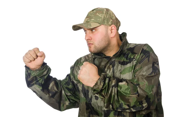 Fiatal férfi katona egyenruhát — Stock Fotó