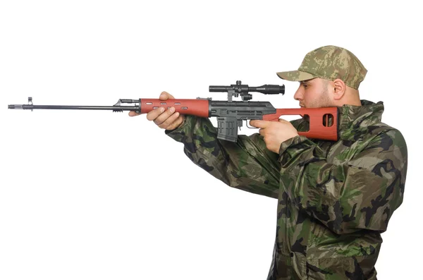 Solider holding rifle — Stock Photo, Image