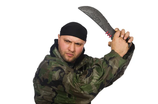 Joven con uniforme de soldado — Foto de Stock